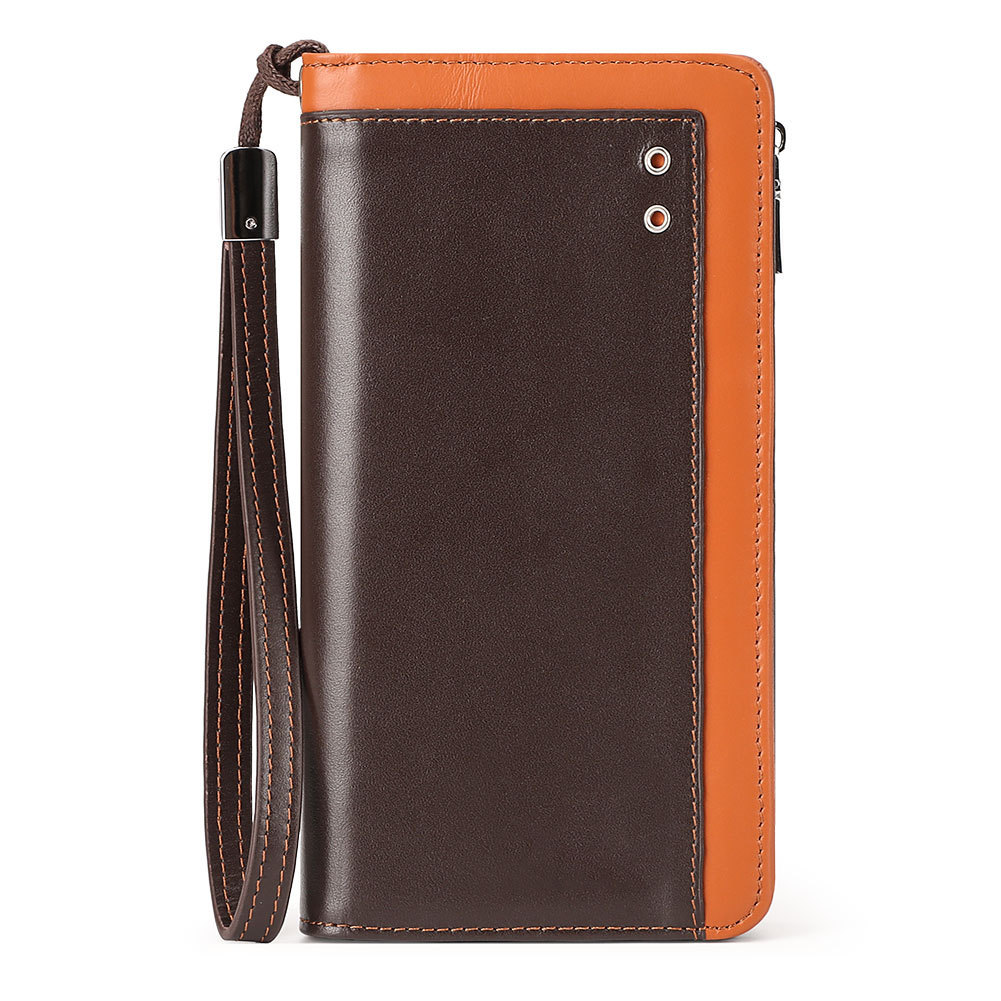 Men’s Genuine Cowhide Leather Long Wallet with Wrist Strap and RFID Protection - Image 2
