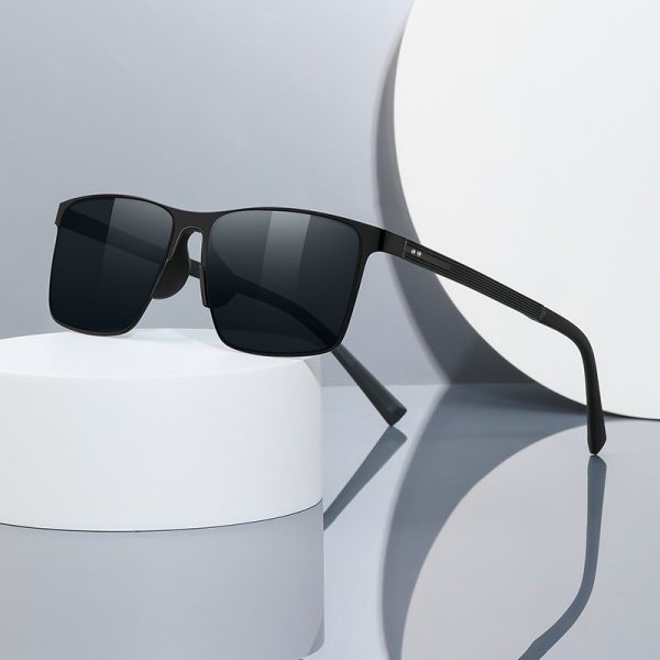 Men’s Polarized Nylon Square Sunglasses with Metal Browline Frame