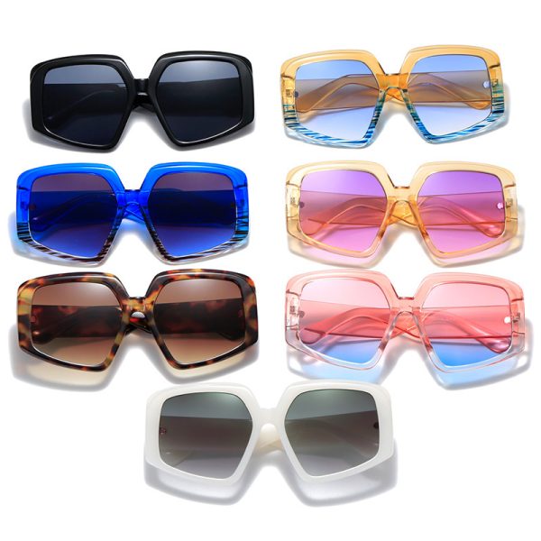 Colorblock Beveled Square Sunglasses