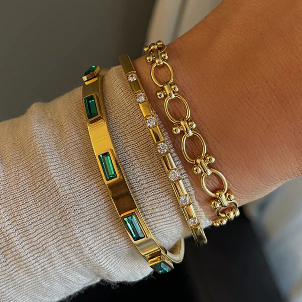 Gold-Plated Stainless Steel Zirconia Bracelet - Image 7