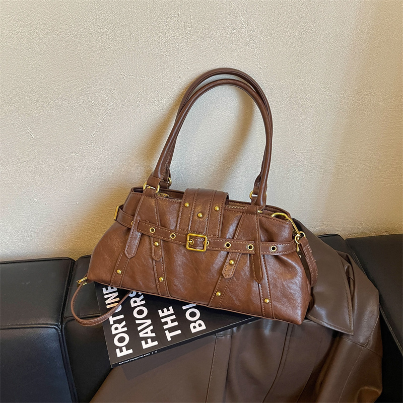 Women’s Rivet-Detail Bucket Shoulder Bag - Image 6