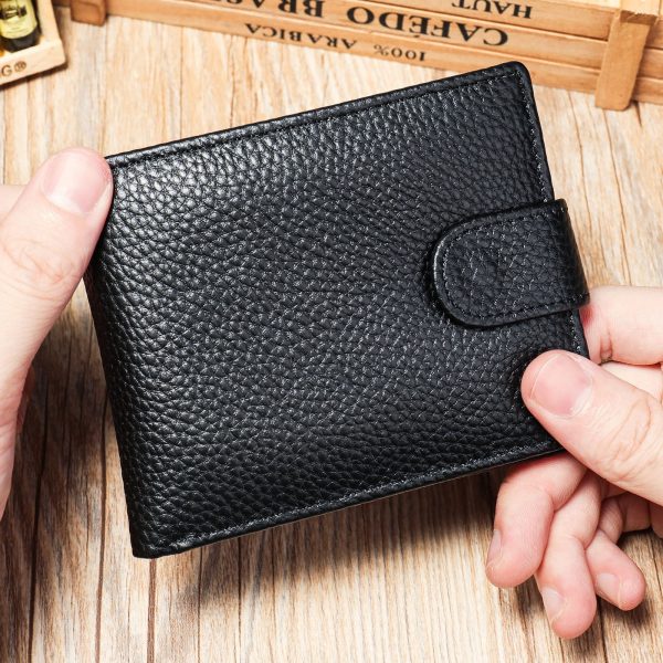 Men’s Cowhide Leather Bifold Wallet with Coin Pocket