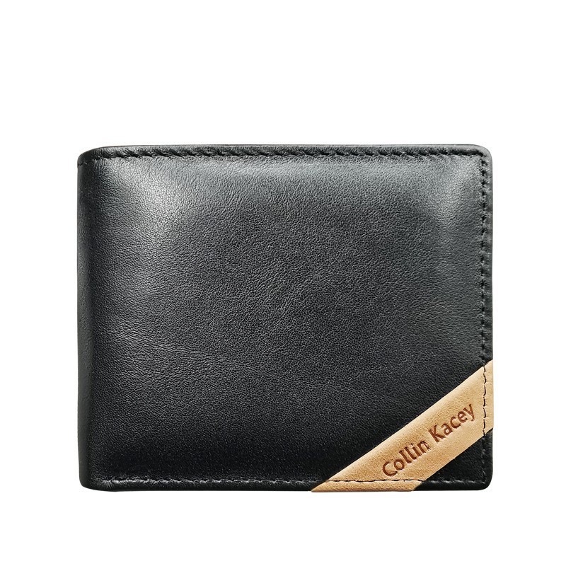 Men’s Genuine Cowhide Leather Bifold Wallet with Contrast Details - Image 2