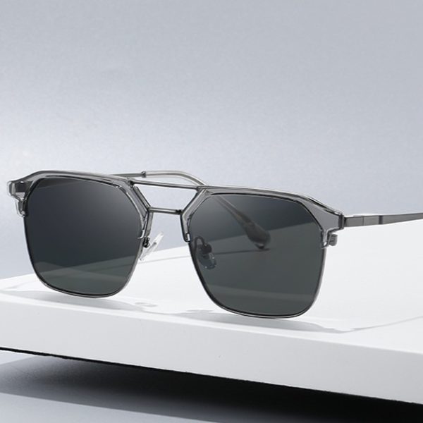 Unisex UV400 Polarized Nylon Square Sunglasses with Metal Alloy Frame