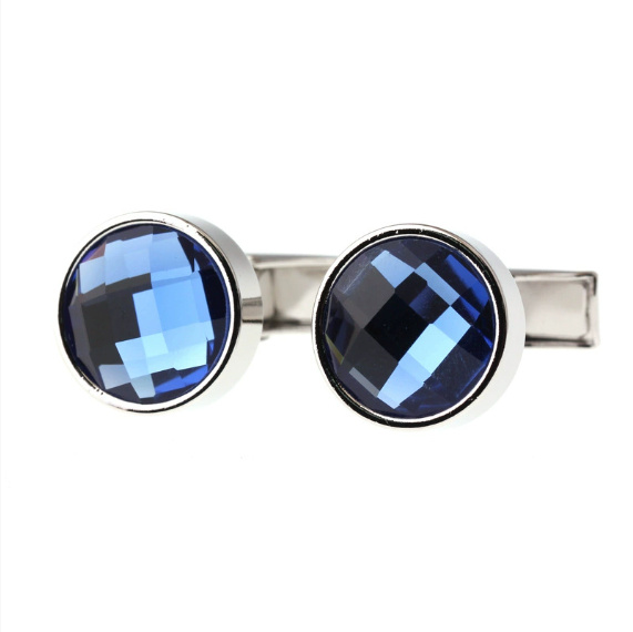 Blue Crystal Round Cufflinks - Image 5