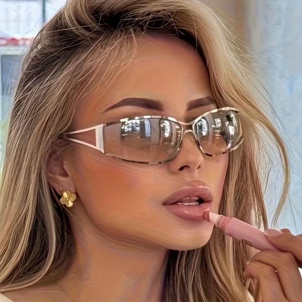 Geometric Shield Metal Sunglasses
