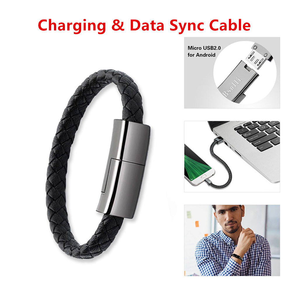 Leather Bracelet USB Charging Cable - Image 2