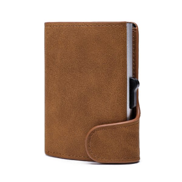 Unisex Side-Push Pop-Up Card Holder Wallet with Snap Closure