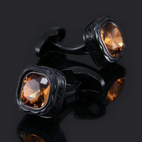 Geometric Champagne Crystal French Cufflinks