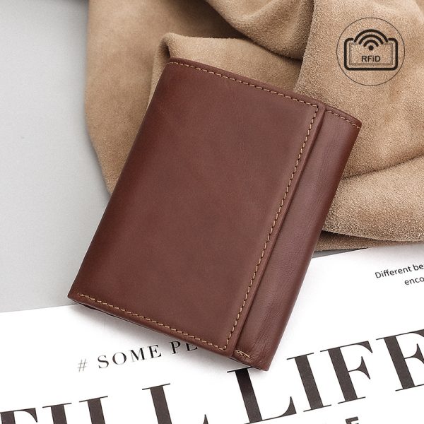 Men’s Vintage Cowhide Leather Trifold Wallet with Multiple Card Slots