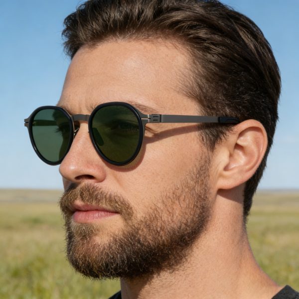 Men’s Round Polarized Sunglasses with Flexible Temples