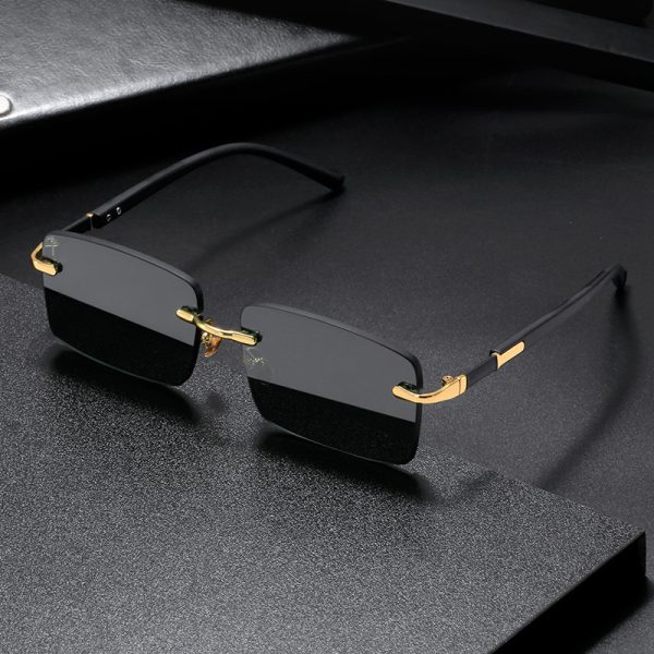 Cut-Corner Rimless Glass Sunglasses
