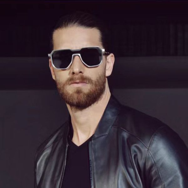 Men’s Geometric Punk Sunglasses with Angular Frame