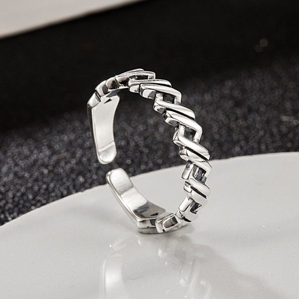 925 Silver Winding Braided Hip-Hop Ring