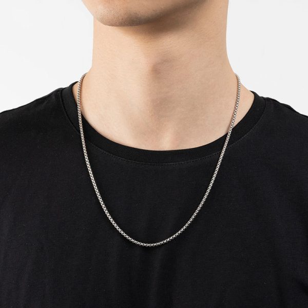 Titanium Steel Square Pearl Chain Necklace
