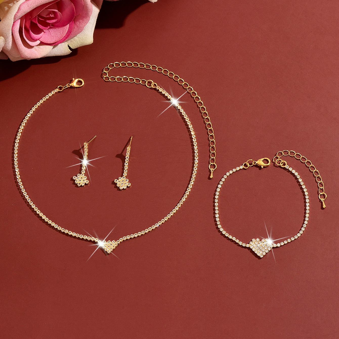 Gold-Plated Cubic Zirconia Three-Piece Jewelry Set - Image 3