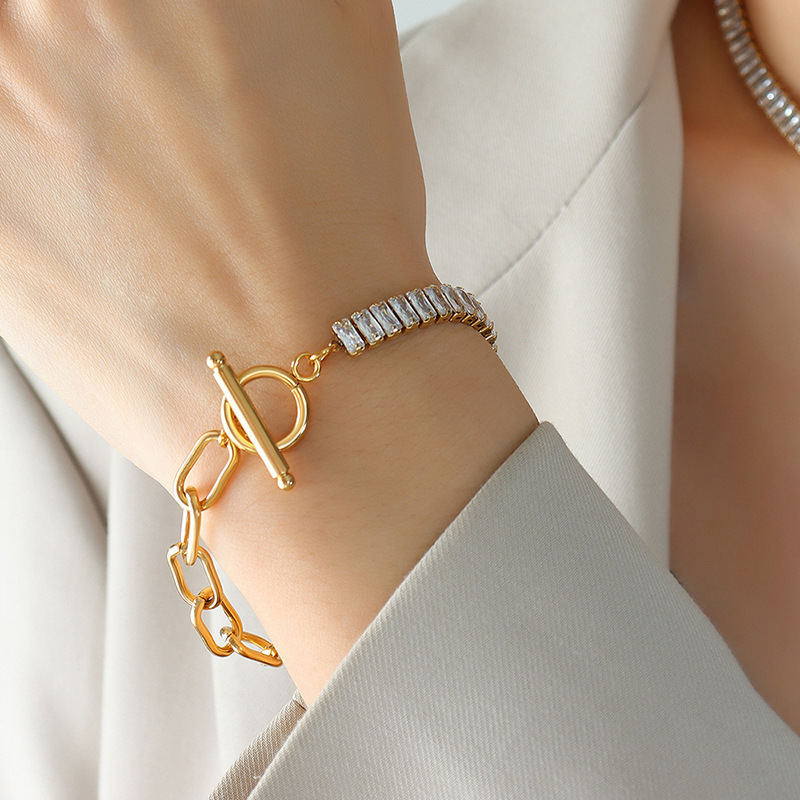 European-Style Zircon OT-Clasp Chunky Chain Bracelet - Image 5