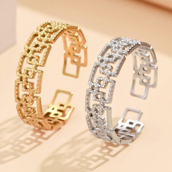 Traditional Chinese-Style Openwork Spiral Stainless Steel Ring