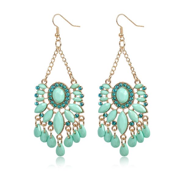 Blue Diamond Acrylic Tassel Earrings