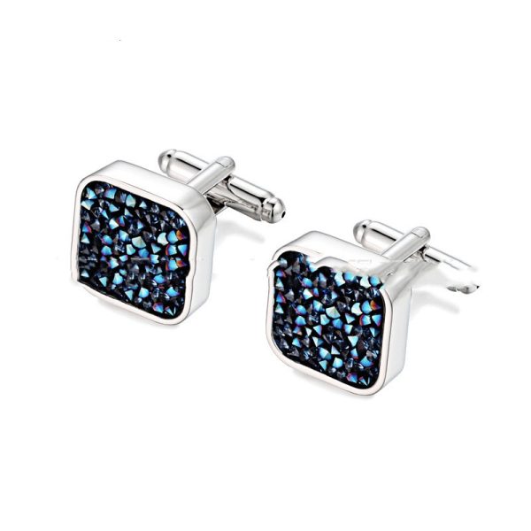 Light Blue Crystal Square Cufflinks