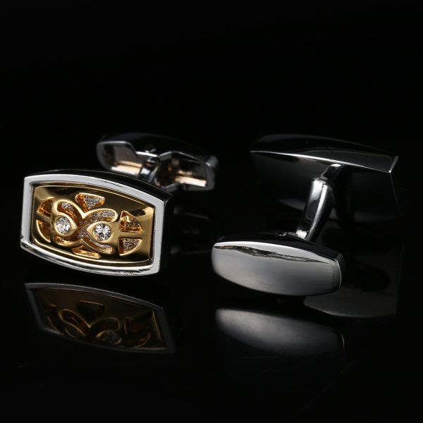 Gold Hollow Rhinestone Cufflinks