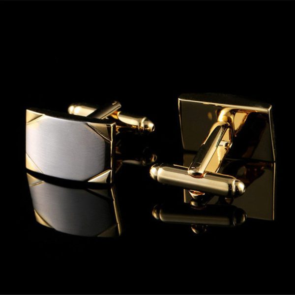 Two-Tone Gold-Plated Geometric Cufflinks