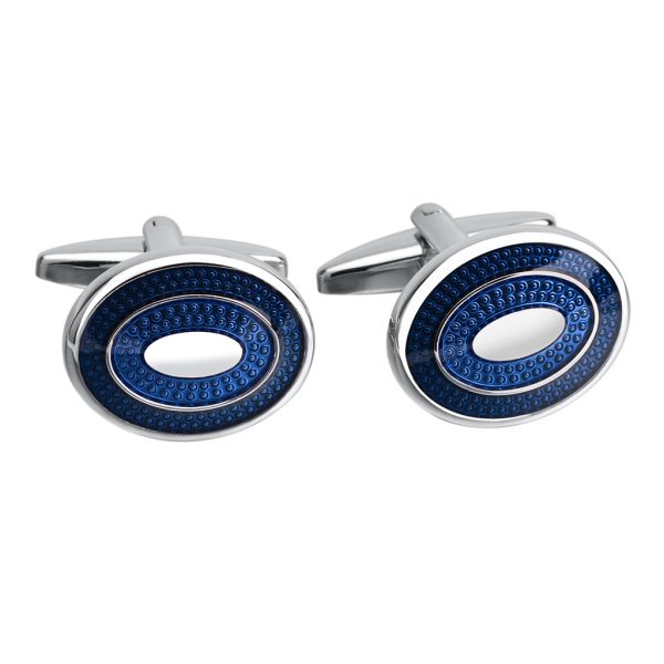 Oval Blue French Shirt Cufflinks