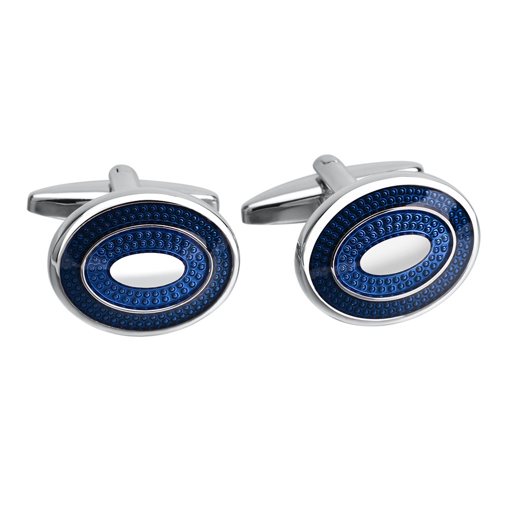 Oval Blue French Shirt Cufflinks