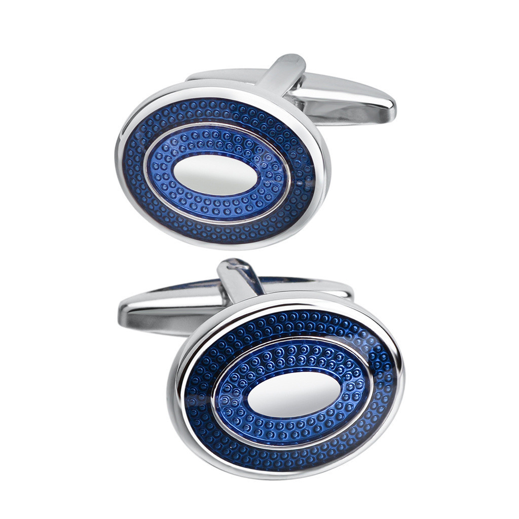 Oval Blue French Shirt Cufflinks - Image 4