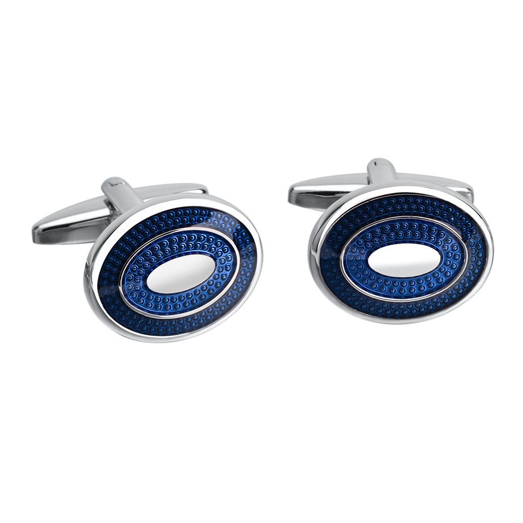 Oval Blue French Shirt Cufflinks - Image 5