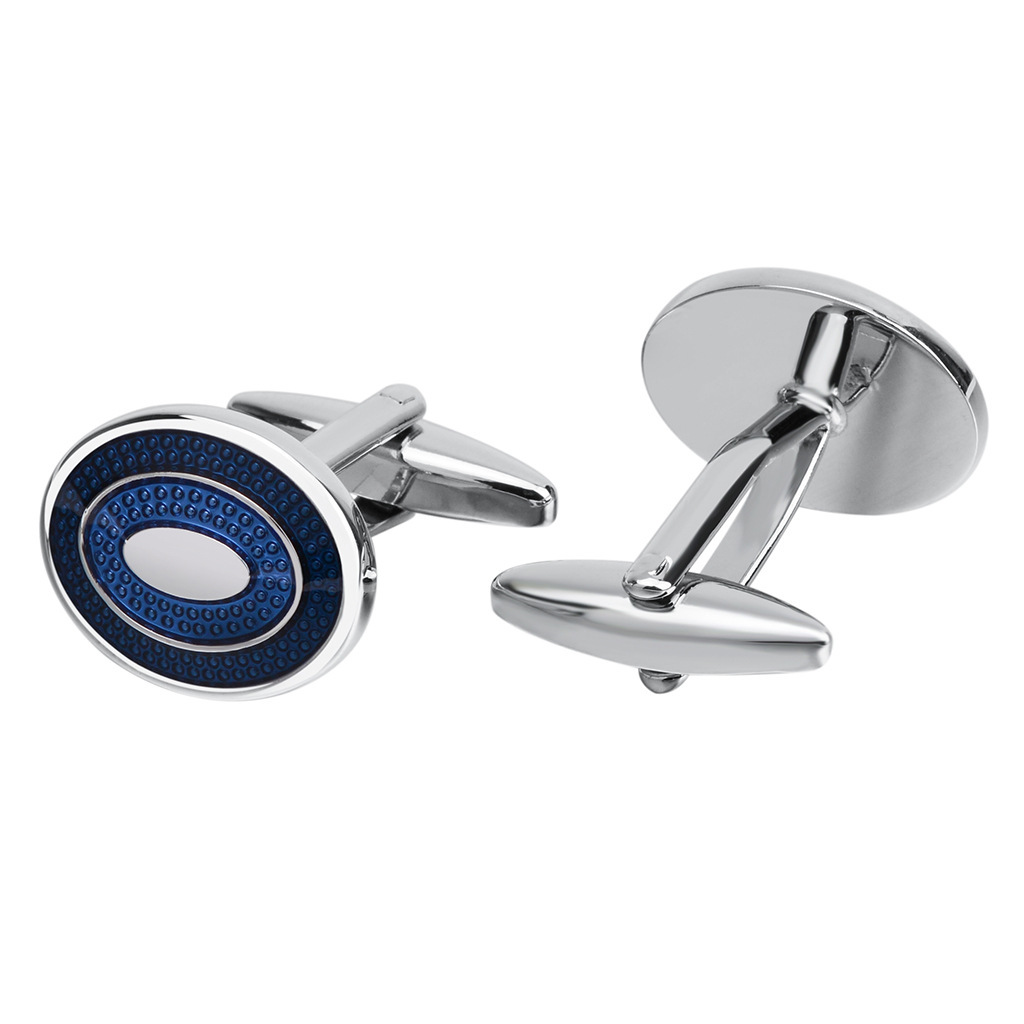 Oval Blue French Shirt Cufflinks - Image 2