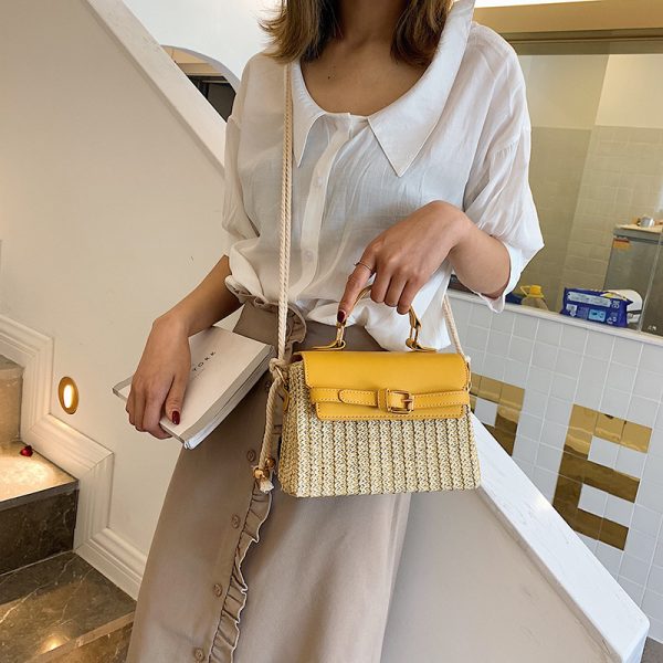 Fashionable Woven Rattan Mini Square Handbag