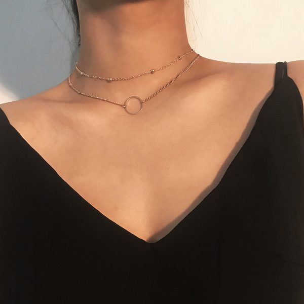 Two-Layer Gold-Tone Choker Necklace