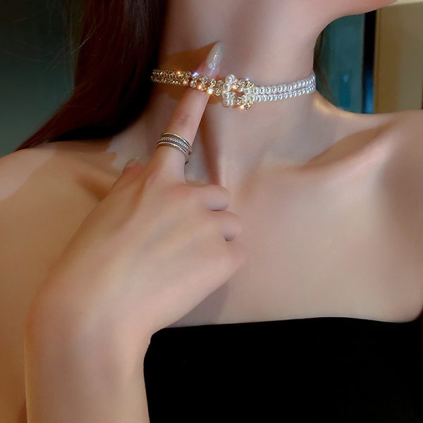 Pearl Crystal Layered Choker