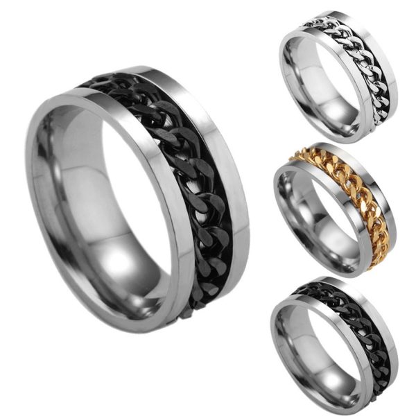 Titanium Steel Chain Spinner Ring
