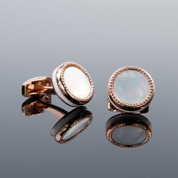 Men’s Round Shell-Style Cufflinks