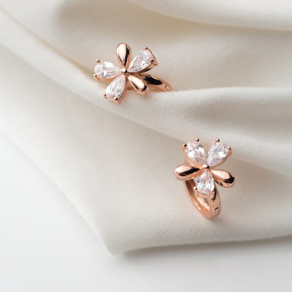 Five-Petal Silver Flower Earrings