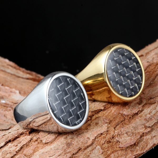 Retro Carbon-Fiber-Style Titanium Steel Ring