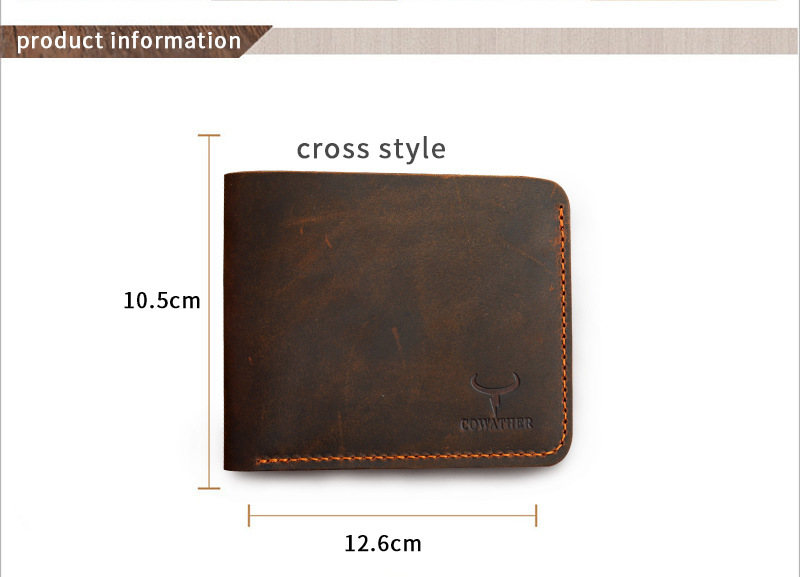 Men’s Retro Cowhide Short Wallet - Image 9