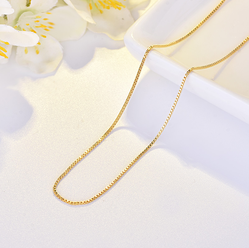 Gold-Plated Copper Box Chain Necklace - Image 5