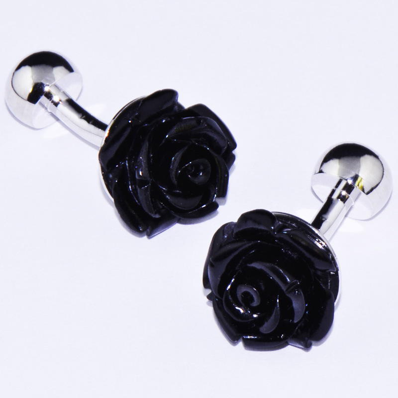 Black Rose French Cufflinks - Image 3