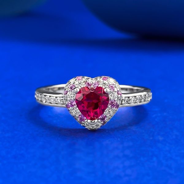 S925 Silver Heart-Shaped Diamond Ring for Women