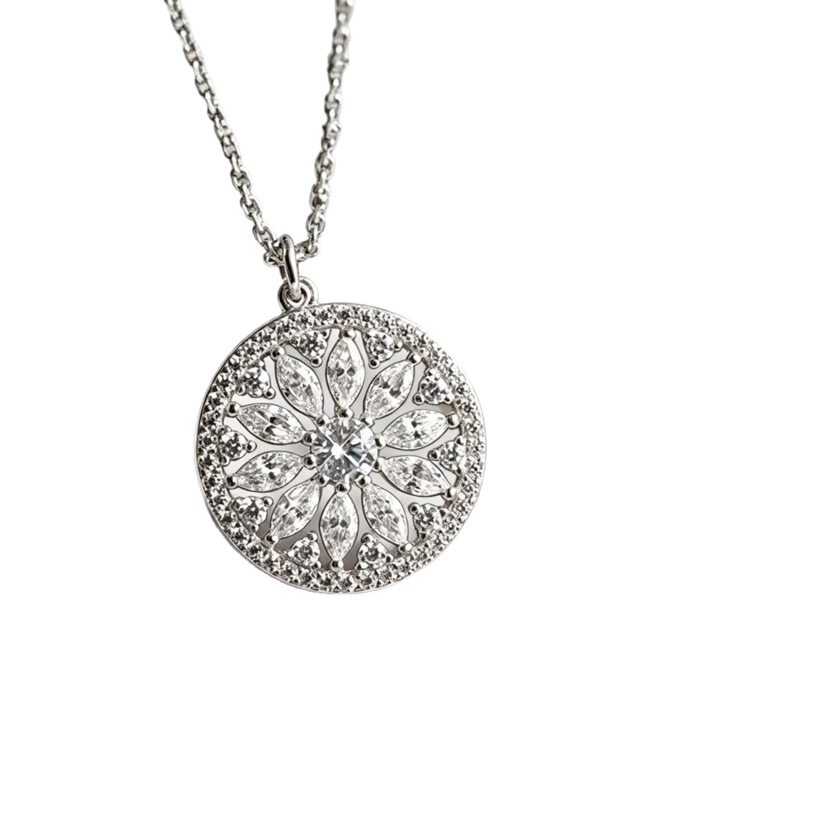Gold-Plated Sunflower Compass Medallion Necklace - Image 3