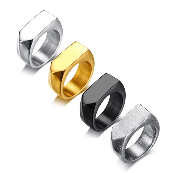 Black Square Stainless Steel Ring