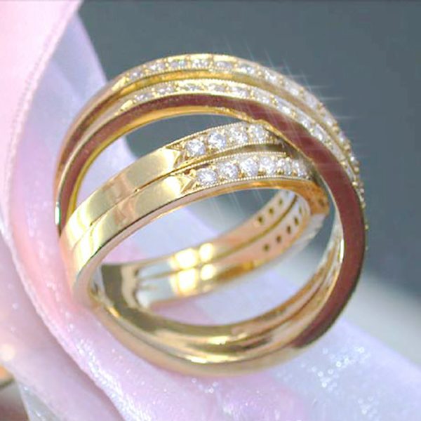 Luxury Women’s Double-Row Cross Zircon Ring