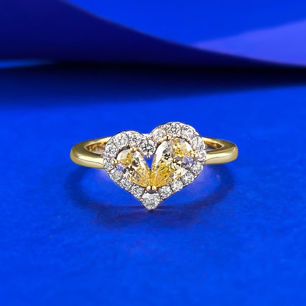 S925 Silver Pear-Shaped Yellow Stone Ring for Women