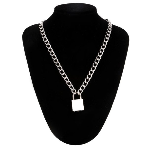 Punk Chain Lock Pendant Necklace
