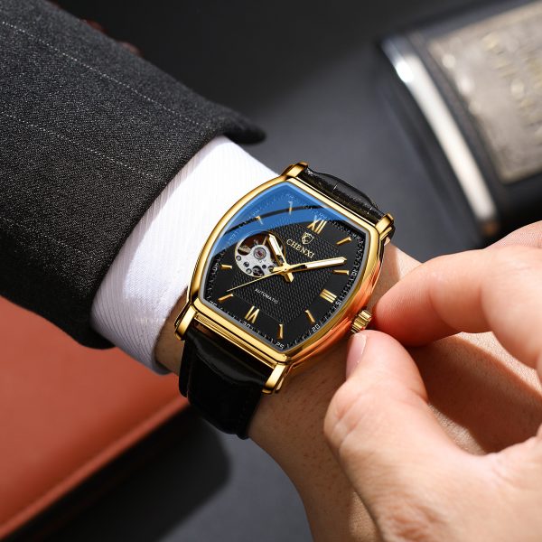 Men’s Automatic Tonneau-Shaped Skeleton Watch