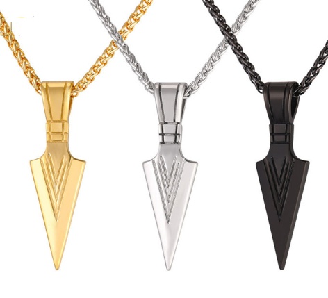 Stainless Steel Spear Pendant Necklace