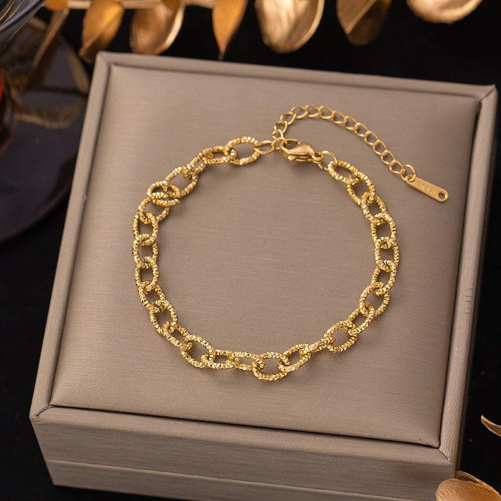 Gold-Inlaid Number Design Titanium Steel Bracelet - Image 5
